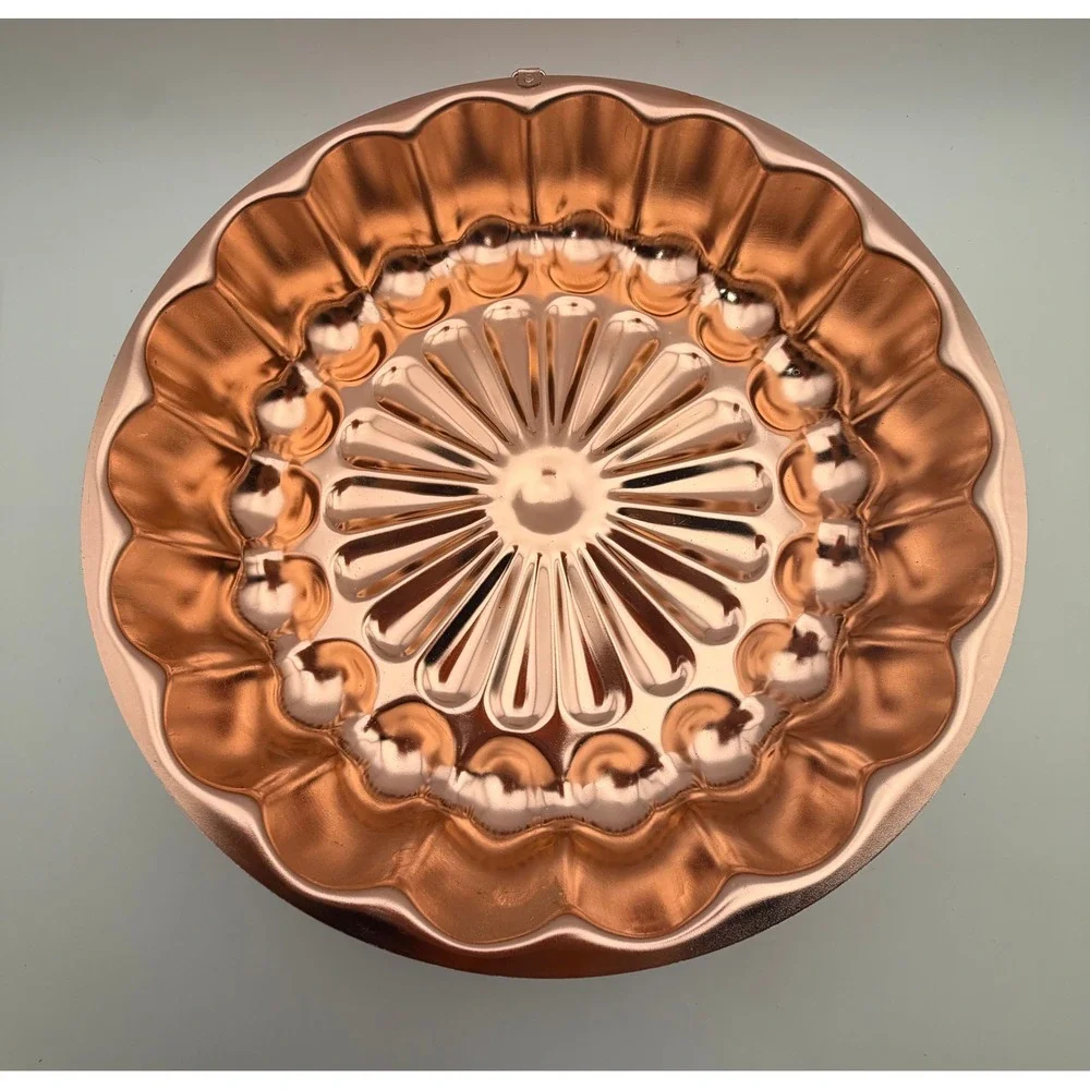 Vintage Copper Tone Fluted Gelatin Cake Mold‎ Sunburst Wall Decor H071